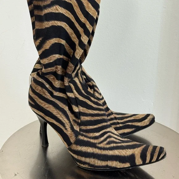Y2K Zebra Print Women's Boots - Picture 1 of 3
